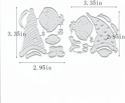 Vista 2 de Plantillas de plantillas de metal para decoración de tarjetas y álbumes de recortes, 2 unidades de gnomos de Navidad 2 enanos