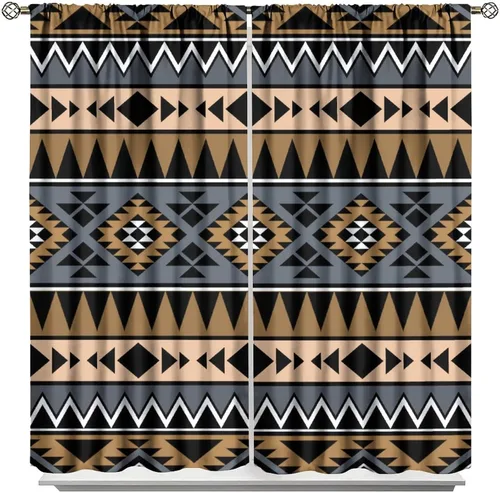 Vista 10 de Cortinas aztecas tribales, cortinas nativas, boho, cráneo, patrón tribal nativo, oscurecimiento de habitación, bolsillo para barra, tratamiento