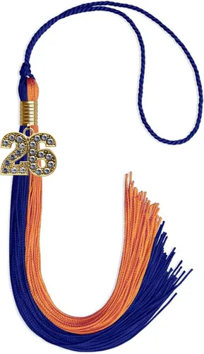 Vista 89 de Endea Graduation Borla de doble color con dije dorado (negro/oro brillante, 2022)