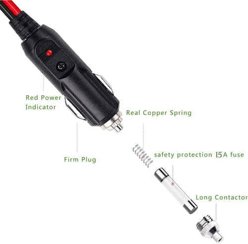 Vista 4 de Enchufe de repuesto para encendedor de cigarrillos macho de 12 voltios [paquete de 2] Cable adaptador de encendedor de cigarrillos macho de 12 V 24