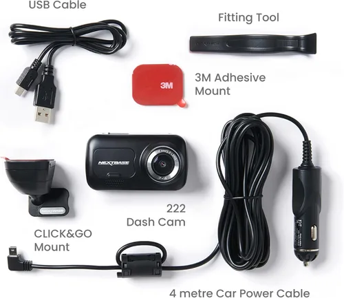 Vista 3 de Nextbase 222 Dash Cam Full 1080p/30fps Grabación HD en cámara DVR de coche, ángulo de visión amplio de 140 ° 6 carriles, compatible con filtro