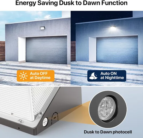 Vista 3 de Paquete de luz LED de pared de 120 W con fotocélula del atardecer al amanecer, 18,000 lm (150 LM/W) luz de inundación para montaje en pared al aire