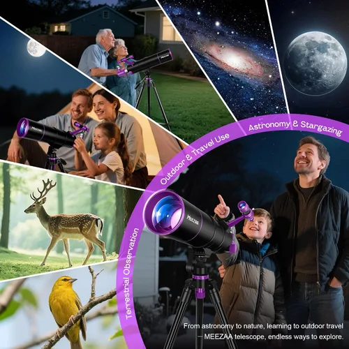 Vista 7 de MEEZAA Telescopio, Telescopio para Adultos de Alta Potencia, Apertura de 90mm 550mm Telescopios Refractores Profesionales Portátiles para Niños