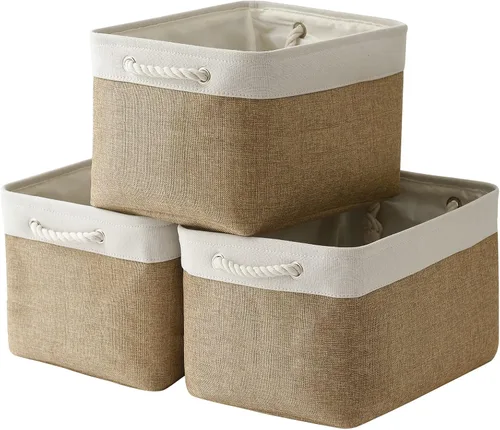 Vista 95 de TheWarmHome Contenedores de almacenamiento para estantes, tamaño mediano, 3 unidades, 13.8 pulgadas de largo x 9.8 pulgadas de ancho x 6.7 pulgadas