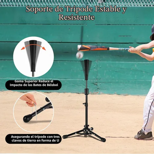 Vista 4 de 23.5 to 39.76 Inches Baseball Tee for Kids, Batting Tees for Baseball with Carry Bag, Portable Stable Tanner Tee, Baseball Training Equipment Aged