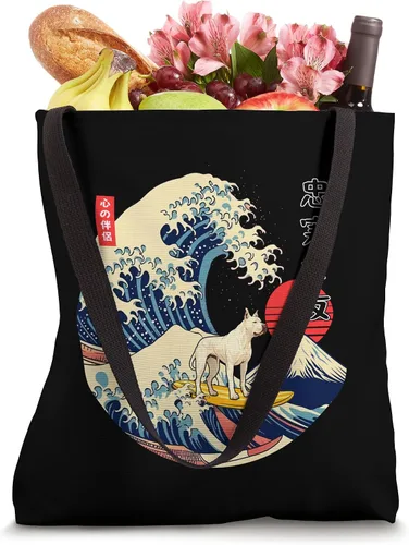 Vista 4 de Dogo Argentino Japanese Kanagawa Wave Surf Loyal Dog Tote Bag