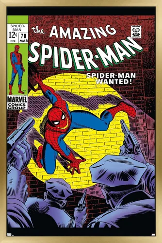 Vista 29 de Marvel Comics Amazing Spider-Man #70 - Póster de pared, 22.4 pulgadas de largo x 14.7 pulgadas de ancho, versión enmarcada de madera de granero
