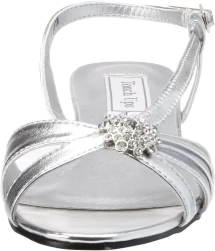 Vista 2 de Touch Ups Sandalias de cuña Geri hechas a mano para mujer, blanco satinado (White Satin), 5