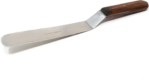 Vista 7 de A2Z - Espátula de glaseado de acero inoxidable de calidad profesional, para decoración de tartas, hoja flexible resistente, mango de madera para un