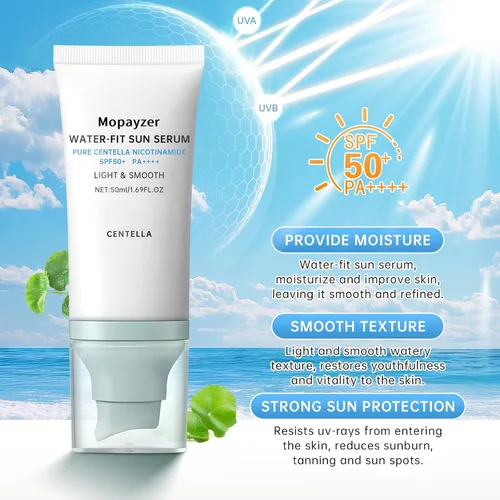 Vista 2 de Centella - Protector solar SPF 50, protector solar Hyalu Cica para cara, resistente al agua, fuerte protección UV, sin yeso blanco, protector solar