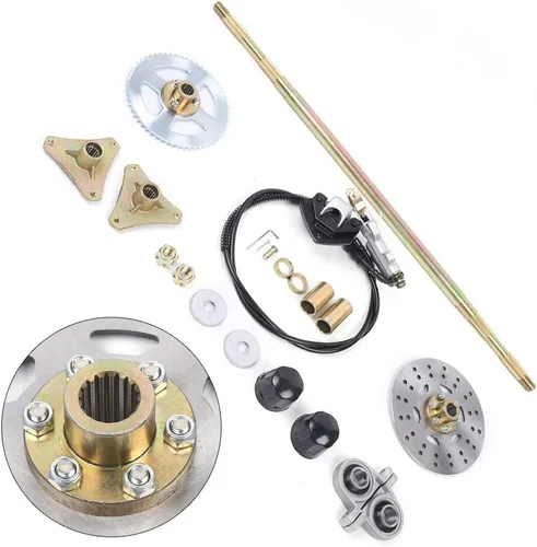 Vista 5 de Kit completo de eje trasero de 740 mm + conjunto de freno y piñón, para Go Kart, ATV, Quad, Buggy, mini bicicleta de bricolaje