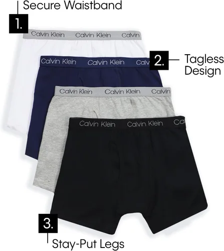 Vista 4 de Calvin Klein Calzoncillos tipo bóxer de algodón modernos para niños (paquete de 5)