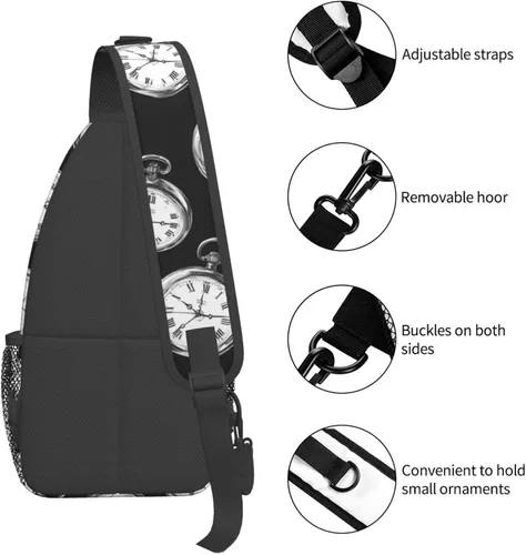 Vista 3 de Small Crossbody Bags for Women Men - Vintage Pocket Watch Print Adjustable Shoulder Bag Fanny Packs Belt Sling Bag Crossbody Purses Backpack for