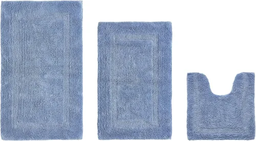 Vista 554 de Better Trends - Juego de 2 alfombras de baño 100% algodón, extra suaves, con borlas, de 17" x 24", alfombra de baño superabsorbente y reversible