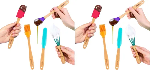 Vista 8 de Chefclub Kids Montessori - Juego de utensilios de cocina de 5 piezas, silicona antiadherente resistente al calor para niños y principiantes