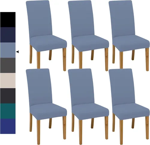Vista 45 de Fundas para Sillas de Comedor, Juego de Fundas para Sillas de Comedor de 4 Piezas, Fundas Elásticas para Sillas de Cocina, Fundas para Sillas