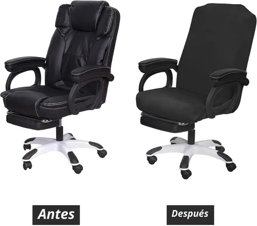 Vista 7 de SARAFLORA - Funda para silla de oficina - Grande, color negro - Funda extraíble para computadora con cremallera, universal, giratoria