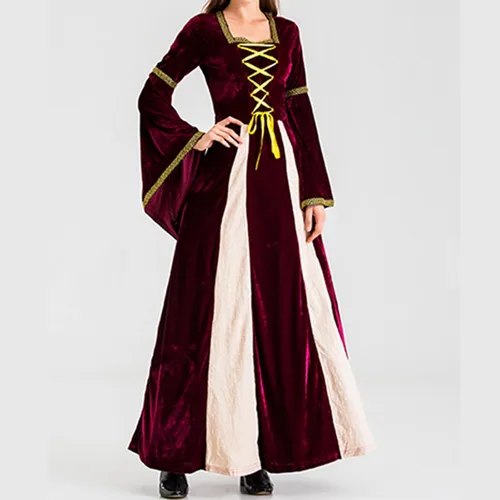 Vista 8 de Renaissance Dress for Women Court Long Dress Victorian Vintage Halloween Cosplay Ren Fair Retro Medieval Maxi Costume