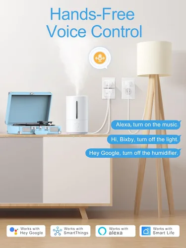 Vista 2 de EIGHTREE Enchufe inteligente de 15 A, salida WiFi que es compatible con Alexa y Google Home y SmartThings, no requiere concentrador, toma