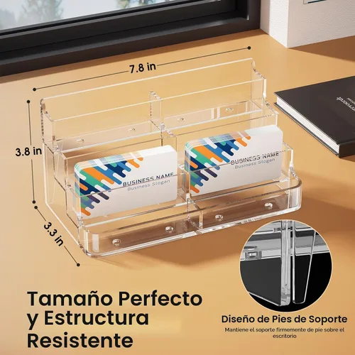 Vista 3 de MaxGear Tarjetero acrílico para escritorio, múltiples tarjeteros de visita, soporte de tarjetas premium para espacio de trabajo, soporte