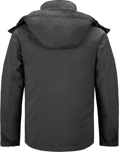 Vista 2 de Wantdo Chaqueta cálida de invierno con capucha para hombre, abrigo impermeable para snowboard