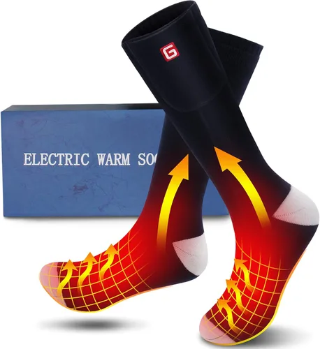 Vista 9 de Autocastle Calcetines calefactables para hombre, recargables, con pilas, calentadores de calor, calentados por batería, calentadores de pies