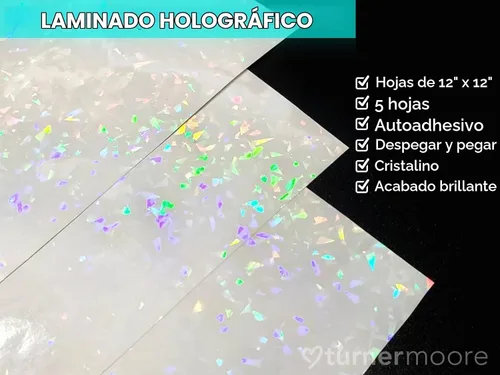 Vista 8 de Laminado holográfico de vidrio agrietado, vinilo adhesivo autoadhesivo de 30,5 x 30,5 cm para Cricut, pegatinas, tarjetas de intercambio, fotos