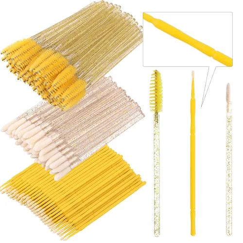 Vista 23 de Kit de suministros para extensión de pestañas de 300 piezas, cepillos desechables para pestañas, micro hisopos, varitas para máscara, cepillos