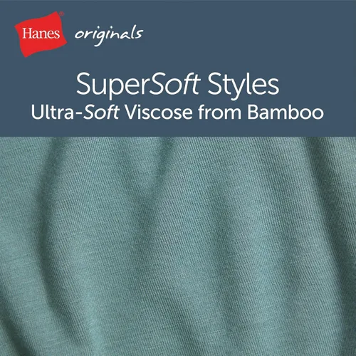 Vista 4 de Hanes Bóxer y baúl originales SuperSoft para hombre, viscosa súper suave de bambú, paquete de 3