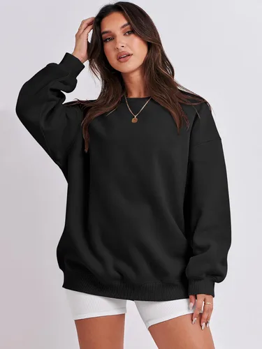 Vista 5 de ANRABESS Sudadera de gran tamaño para mujer, con cuello redondo, estilo Y2K, sudadera con capucha de forro polar, cómoda, camiseta informal, ropa