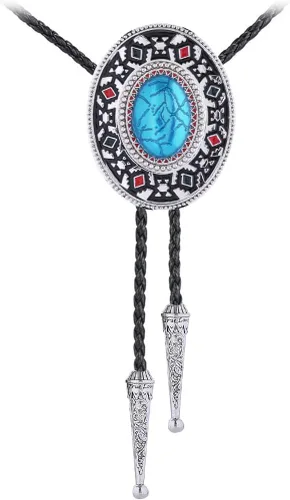 Vista 126 de Jeilwiy Corbata de bolo para hombre, corbata de vaquero occidental, collar de corbata de bolo dorado, corbata de cuero, corbata de Halloween