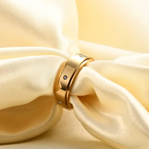 Vista 6 de MYNENEY Anillo para ansiedad con circonita cúbica para aliviar el estrés para mujeres, alianza de compromiso de boda para mujeres y hombres