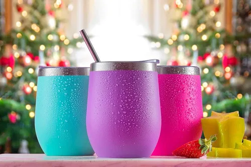 Vista 7 de CHILLOUT LIFE - Vaso de acero inoxidable de 12 onzas con tapa y caja de regalo, diseño de viaje con recubrimiento en polvo, aislamiento al vacío