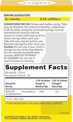 Vista 9 de Zarbee's Naturals para bebé, 531, suplemento de vitamina D Vitamin D Supplement), 1, 1