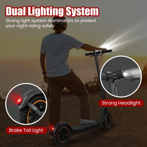 Vista 8 de Electric Scooter, 500W Motor, Up to 17-20MPH &19-21 Miles, Commuter Escooter, Foldable E-Scooter for Adults with APP and Dual Braking System