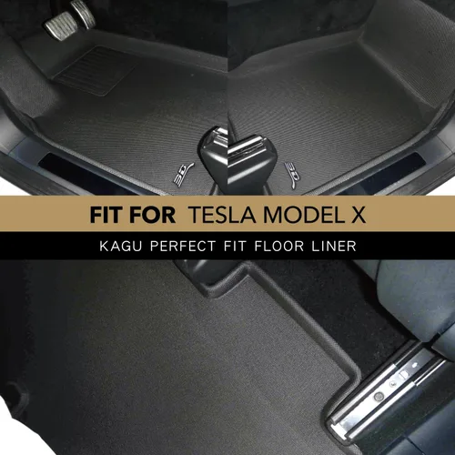 Vista 2 de 3D MAXpider Alfombrilla de ajuste personalizado Kagu (negra) compatible con Tesla Model X de 5 asientos 2022-2026 - Juego completo