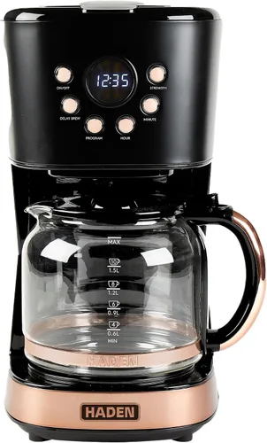 Vista 11 de Máquina de Café Haden, Cafetera de Goteo Programable de 12 Tazas con Función de Apagado Automático y Filtro de Agua Reutilizable Lavable, Negro