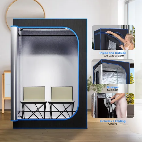 Vista 6 de SereneLife Sauna de vapor portátil para 2 personas de tamaño completo para desintoxicación – Spa personal en casa para desintoxicación en el hogar