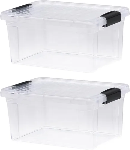 Vista 60 de Superio - Contenedores de almacenamiento de plástico transparente de 1.27 cuartos de galón con tapas, contenedores organizadores apilables, cajas