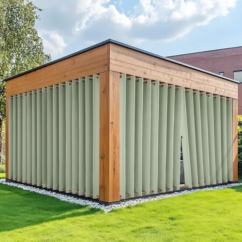 Vista 19 de HDCAXKJ Cortinas impermeables para exteriores para patio con cremallera superior e inferior, cortinas térmicas de privacidad con ojales, 2 paneles