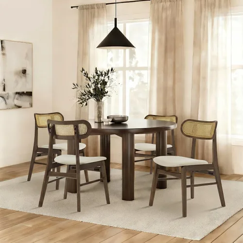 Vista 30 de KISLOT - Juego de 2 sillas de comedor de madera, sillas de cocina tapizadas, originales