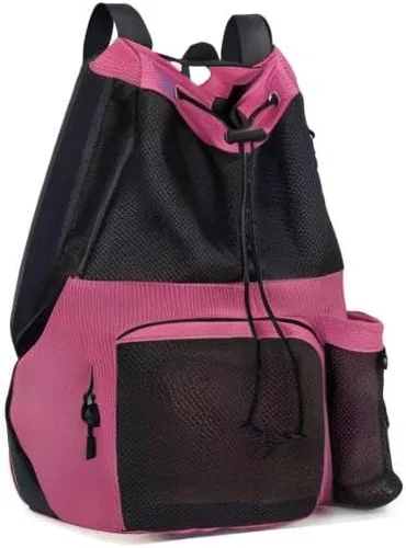 Vista 8 de Lohol Mochila grande de malla con cordón y bolsa para zapatos, saco de natación duradero con asa para deportes, gimnasio, yoga, playa, viajes