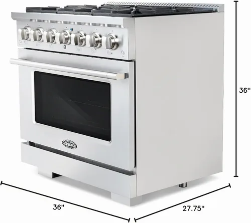 Vista 14 de 36 pulgadas Vista Coll 5.4 pies cúbicos 6 quemadores Cocina de gas