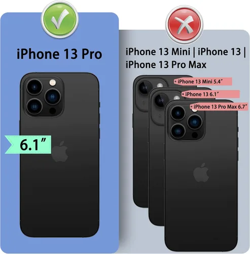 Vista 3 de DuckSky Funda tipo cartera de piel auténtica para iPhone 13 Pro de 6.1 pulgadas. Bloqueo RFID. 4 tarjeteros de crédito. Cuero auténtico. Funda Negro
