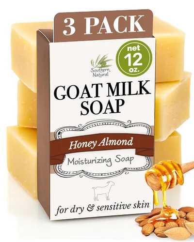 Vista 9 de Southern Natural Barra de jabón de leche de cabra de lodo y carbón del Mar Muerto, jabón facial y corporal para pieles sensibles con aceite esencial