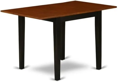 Vista 3 de East West Furniture NDPL3-BCH-W - Juego de mesa de comedor moderno de 3 piezas que contiene una mesa rectangular de madera con gotas y 2 sillas