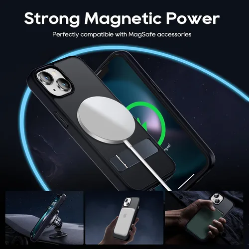 Vista 5 de Magsafe - Funda magnética para iPhone 13 de 6.1 pulgadas, soporte delgado con protector de pantalla compatible con Magsafe a prueba de golpes, Negro