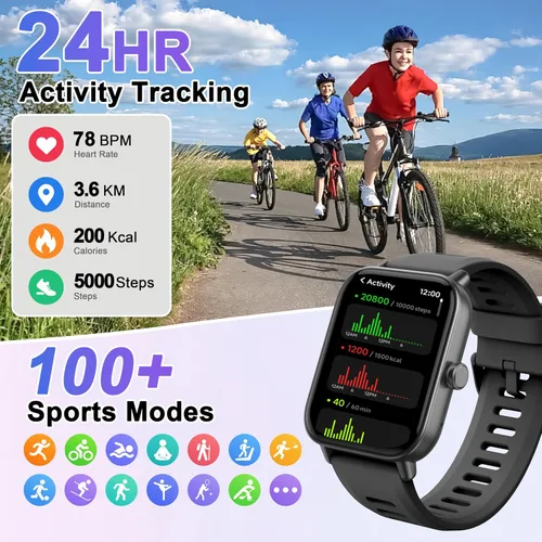 Vista 3 de Reloj inteligente para niños, reloj para niños sin necesidad de teléfono con monitor de frecuencia cardíaca y sueño, monitor de estrés y SpO2