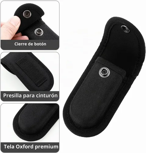 Vista 3 de Funda de nailon para cuchillos de bolsillo, bolsa multiherramienta de 4 pulgadas, funda plegable para cinturón de cuchillo con cierre a presión