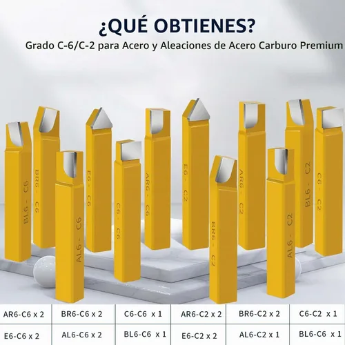 Vista 2 de Herramienta de corte con punta de carburo de 1/2 pulgada, herramientas de corte de torno de metal para torneado, taladrado y biselado Herramientas
